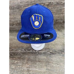 New Era Milwaukee Brewers 59FIFTY MLB Fitted Hat Size 7 1/4 Baseball Cap, 57.7cm